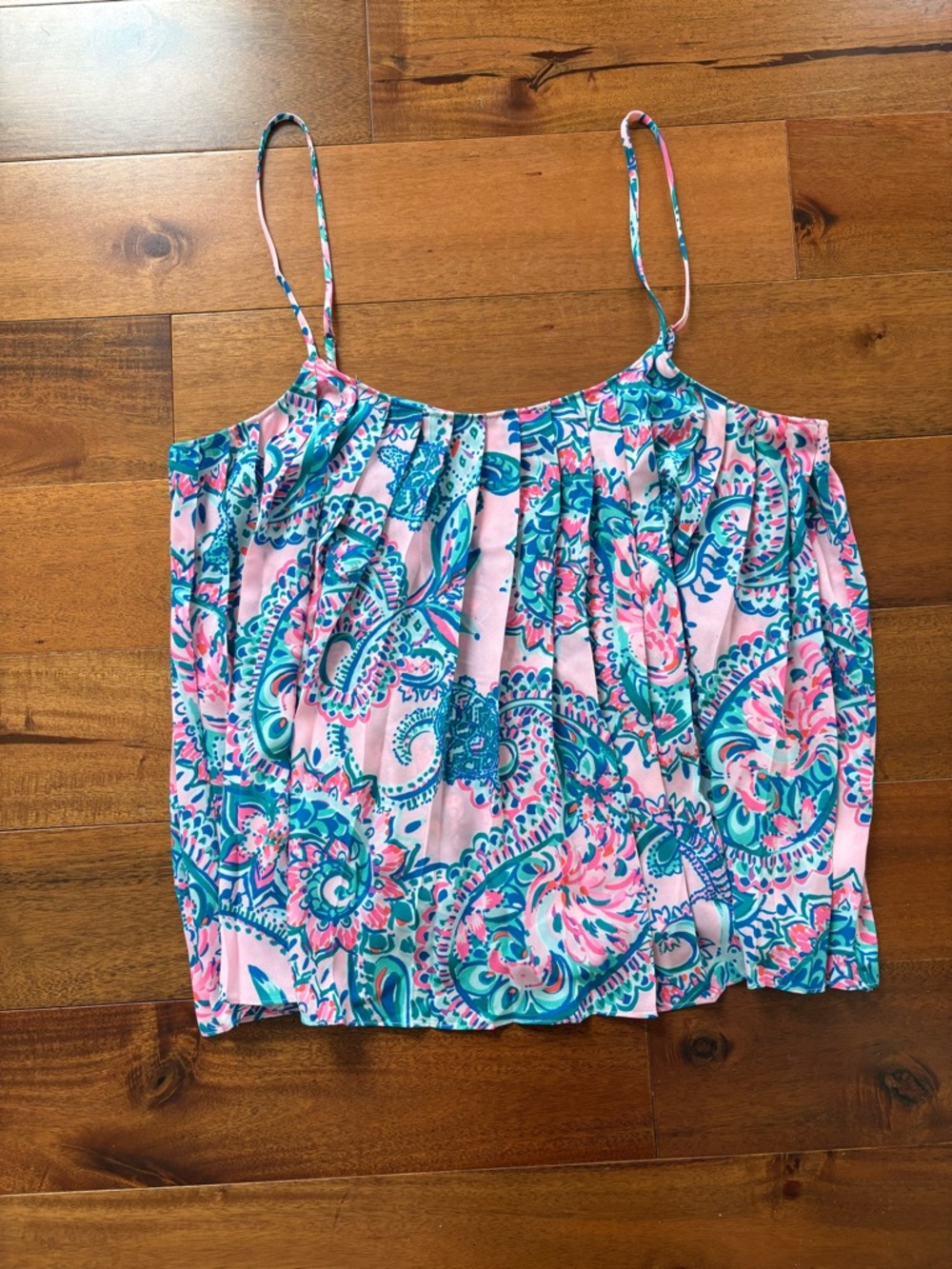Lilly Pulitzer Pink and Teal Paisley Spaghetti Strap Camisole